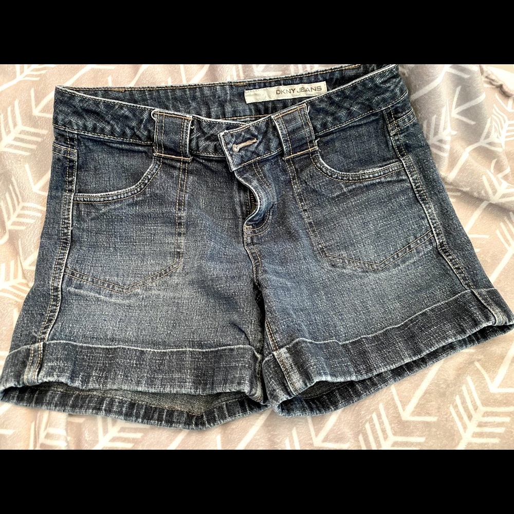 Cuffed DKNY Denim Shorts Mid-Rise Size 8